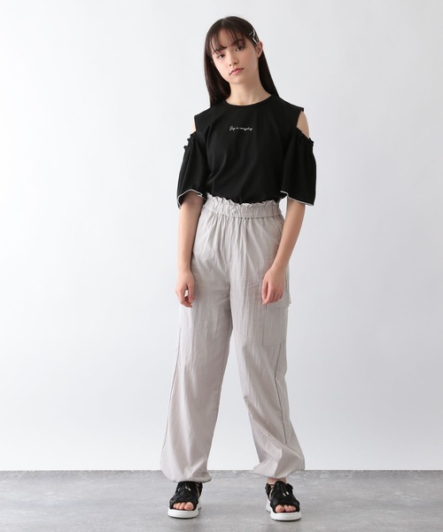 GLOBAL WORK(グローバルワーク)の「ヘビロッTEE肩あき半袖/109519(Tシャツ/カットソー・キッズ・ブラック/オフホワイト・120cm/130cm/140cm/150cm/160cm/170cm)」の9枚目の写真