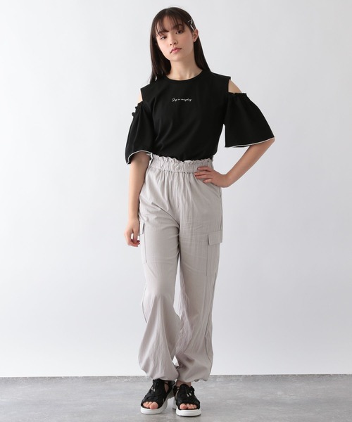 GLOBAL WORK(グローバルワーク)の「ヘビロッTEE肩あき半袖/109519(Tシャツ/カットソー・キッズ・ブラック/オフホワイト・120cm/130cm/140cm/150cm/160cm/170cm)」の10枚目の写真