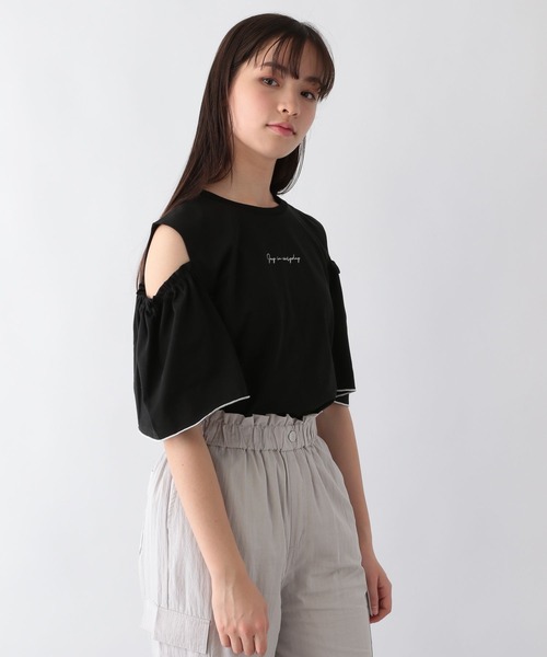GLOBAL WORK(グローバルワーク)の「ヘビロッTEE肩あき半袖/109519(Tシャツ/カットソー・キッズ・ブラック/オフホワイト・120cm/130cm/140cm/150cm/160cm/170cm)」の12枚目の写真