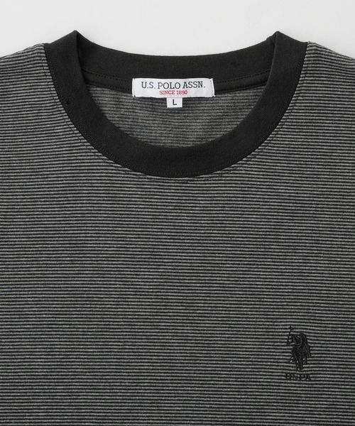 U.S. POLO ASSN.(ユーエスポロアッスン)の「U.S. POLO ASSN. 別注 ワンポイント刺繍 オーバーサイズ ボーダー半袖Tシャツ(Tシャツ/カットソー・レディース・オフホワイト/ブラック/ネイビー/ブラウン・L/M)」の16枚目の写真