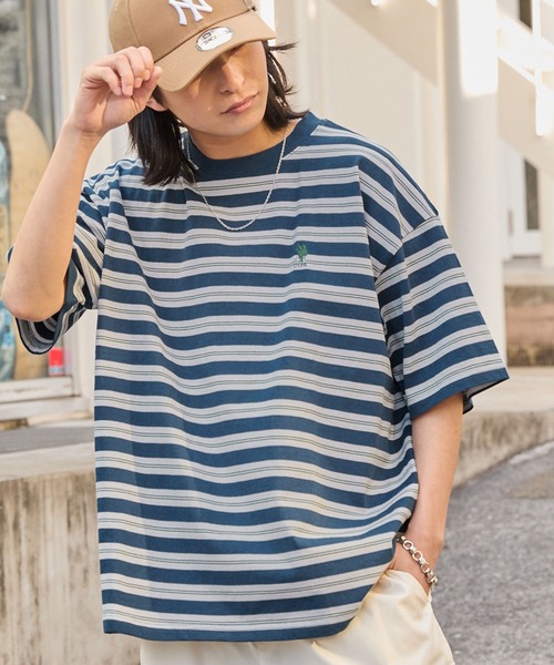 U.S. POLO ASSN.(ユーエスポロアッスン)の「U.S. POLO ASSN. 別注 ワンポイント刺繍 オーバーサイズ ボーダー半袖Tシャツ(Tシャツ/カットソー・レディース・オフホワイト/ブラック/ネイビー/ブラウン・L/M)」の7枚目の写真