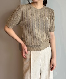 U.S. POLO ASSN.（ユーエスポロアッスン）の「RANAN/solleim別注【U.S.POLO ASSN.】ワンポイント半袖ケーブルニット（ニット/セーター）」