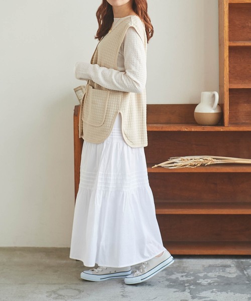 mil(ミル)の「【150㎝前後の小柄さんサイズ】ピンタックティアードスカート(スカート・レディース・チャコールグレー/ホワイト/ブラウン・XXS/XS/S)」の7枚目の写真