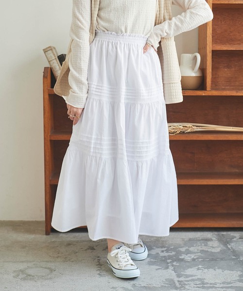 mil(ミル)の「【150㎝前後の小柄さんサイズ】ピンタックティアードスカート(スカート・レディース・チャコールグレー/ホワイト/ブラウン・XXS/XS/S)」の20枚目の写真