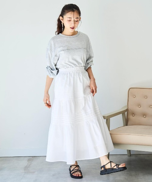 mil(ミル)の「【150㎝前後の小柄さんサイズ】ピンタックティアードスカート(スカート・レディース・チャコールグレー/ホワイト/ブラウン・XXS/XS/S)」の16枚目の写真