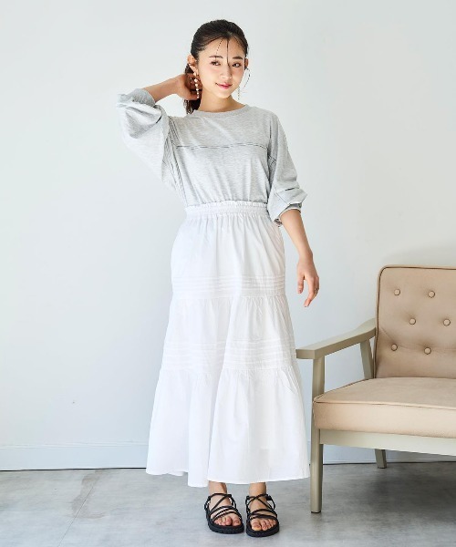 mil(ミル)の「【150㎝前後の小柄さんサイズ】ピンタックティアードスカート(スカート・レディース・チャコールグレー/ホワイト/ブラウン・XXS/XS/S)」の18枚目の写真