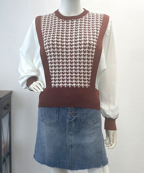 Miniministore(ミニミニストア)の「異素材ドッキングニットレイヤード風ニット(ニット/セーター・レディース・ブラウン/ブラック・FREE)」の11枚目の写真