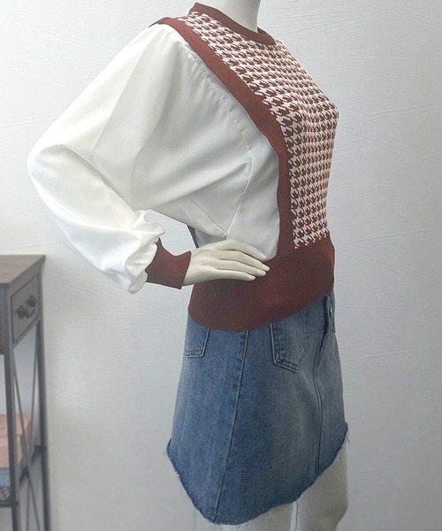 Miniministore(ミニミニストア)の「異素材ドッキングニットレイヤード風ニット(ニット/セーター・レディース・ブラウン/ブラック・FREE)」の12枚目の写真