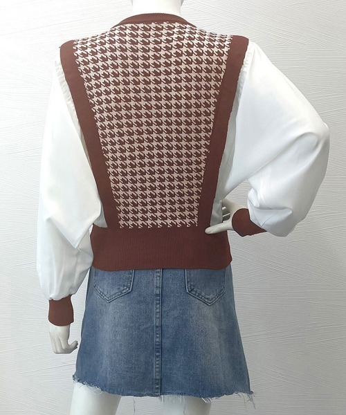 Miniministore(ミニミニストア)の「異素材ドッキングニットレイヤード風ニット(ニット/セーター・レディース・ブラウン/ブラック・FREE)」の3枚目の写真