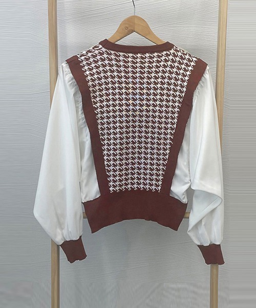 Miniministore(ミニミニストア)の「異素材ドッキングニットレイヤード風ニット(ニット/セーター・レディース・ブラウン/ブラック・FREE)」の5枚目の写真