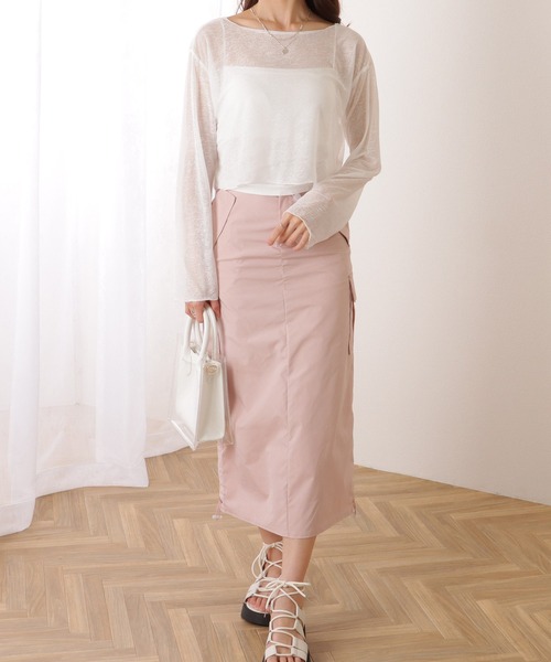 Lace Ladies(レースレディース)の「ボートネック シアー コンパクト 長袖 トップス(その他トップス・レディース・ブラック/ホワイト・M/XL)」の8枚目の写真