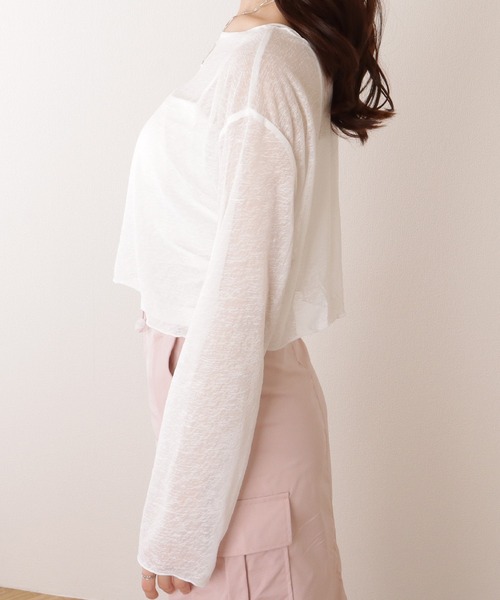 Lace Ladies(レースレディース)の「ボートネック シアー コンパクト 長袖 トップス(その他トップス・レディース・ブラック/ホワイト・M/XL)」の12枚目の写真