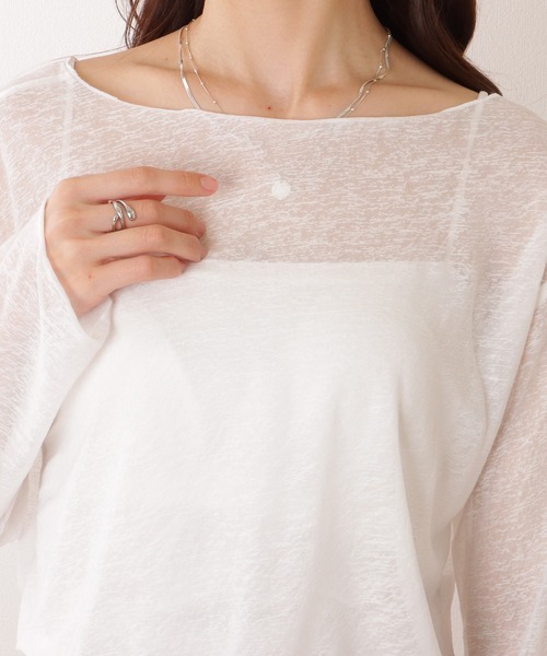 Lace Ladies(レースレディース)の「ボートネック シアー コンパクト 長袖 トップス(その他トップス・レディース・ブラック/ホワイト・M/XL)」の14枚目の写真