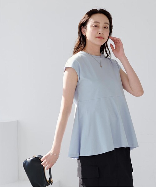 UR'S(ユアーズ)の「汗染み防止ペプラムフレンチスリーブTシャツ(Tシャツ/カットソー・レディース・ブラック/ホワイト/ブルーグレー/チャコール・S/M/L)」の3枚目の写真