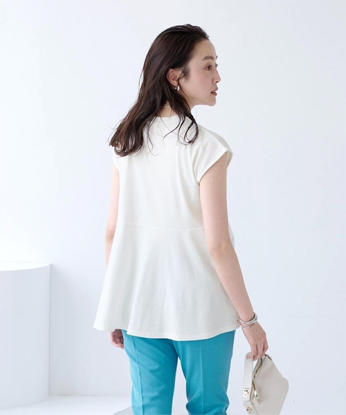 UR'S(ユアーズ)の「汗染み防止ペプラムフレンチスリーブTシャツ(Tシャツ/カットソー・レディース・ブラック/ホワイト/ブルーグレー/チャコール・S/M/L)」の7枚目の写真