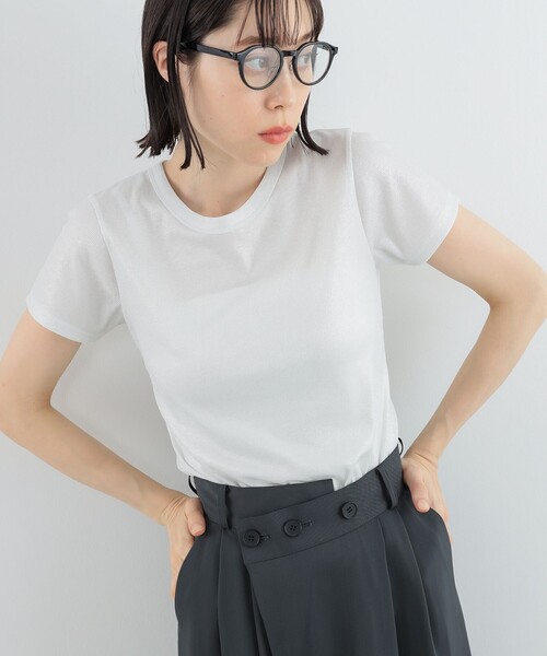 Ray BEAMS（レイビームス）の「Ray BEAMS / 箔 プリント リブ Tシャツ（Tシャツ/カットソー・レディース・ブラック/シルバー・ONE SIZE）」の2枚目の写真
