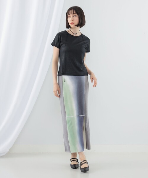 Ray BEAMS（レイビームス）の「Ray BEAMS / 箔 プリント リブ Tシャツ（Tシャツ/カットソー・レディース・ブラック/シルバー・ONE SIZE）」の16枚目の写真