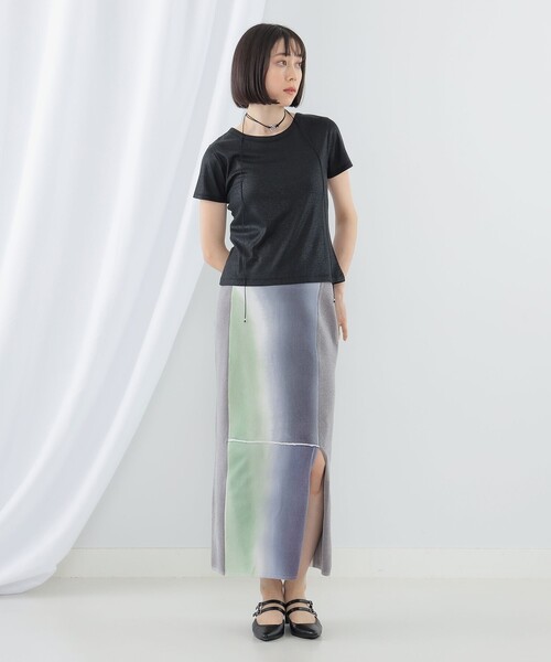 Ray BEAMS（レイビームス）の「Ray BEAMS / 箔 プリント リブ Tシャツ（Tシャツ/カットソー・レディース・ブラック/シルバー・ONE SIZE）」の17枚目の写真