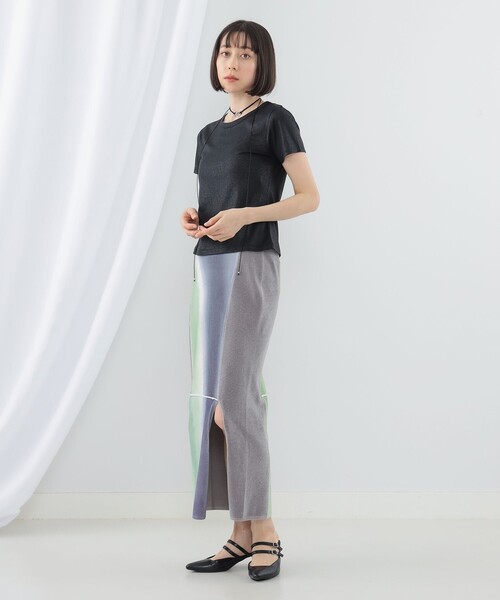 Ray BEAMS（レイビームス）の「Ray BEAMS / 箔 プリント リブ Tシャツ（Tシャツ/カットソー・レディース・ブラック/シルバー・ONE SIZE）」の18枚目の写真