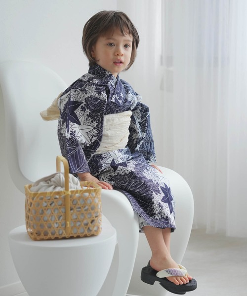 キッズ浴衣3点セット 男の子 utataneオリジナル 藍色に古典紅葉(浴衣)|utatane(ウタタネ) キッズ浴衣3点セット 男の子 utataneオリジナル 藍色に古典紅葉(浴衣)|utatane(ウタタネ)