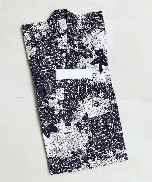 キッズ浴衣3点セット 男の子 utataneオリジナル 藍色に古典紅葉(浴衣)|utatane(ウタタネ) キッズ浴衣3点セット 男の子 utataneオリジナル 藍色に古典紅葉(浴衣)|utatane(ウタタネ)