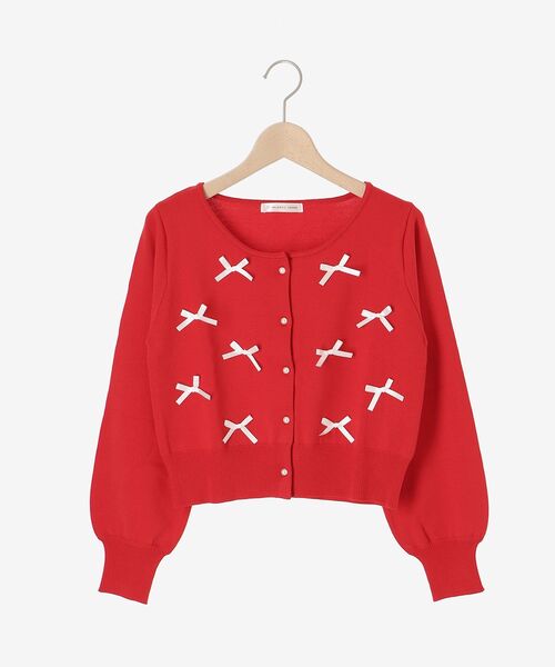 MAJESTIC LEGON(マジェスティックレゴン)の「プチリボンニットカーディガン(カーディガン/ボレロ・レディース・レッド・MEDIUM)」の9枚目の写真