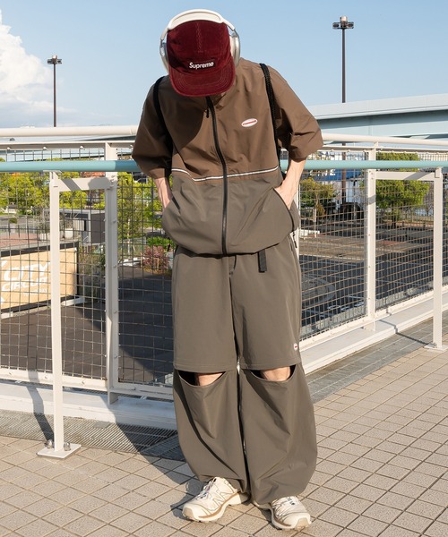 Perushu（ペルーシュ）の「スタンドネックリフレクター付きテックブルゾンシャツ（その他トップス・メンズ・ダークオリーブ/ブラック/グレイッシュベージュ・MEDIUM/LARGE）」の12枚目の写真