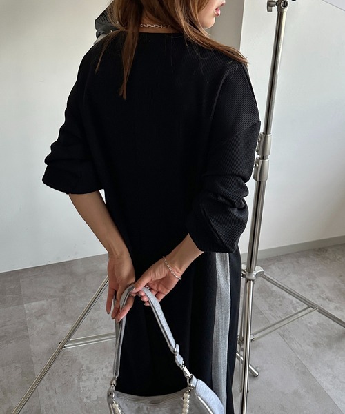 apres jour mignon(アプレジュールミニョン)の「ワッフルラインワンピース【ZOZOTOWN限定アイテム】(ワンピース・レディース・ブラック系その他/ブルー/ブラック・SMALL/X-LARGE/MEDIUM)」の12枚目の写真