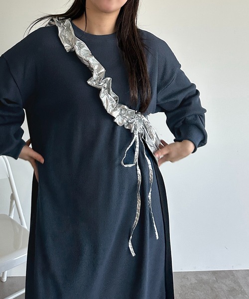apres jour mignon(アプレジュールミニョン)の「ワッフルラインワンピース【ZOZOTOWN限定アイテム】(ワンピース・レディース・ブラック系その他/ブルー/ブラック・SMALL/X-LARGE/MEDIUM)」の18枚目の写真