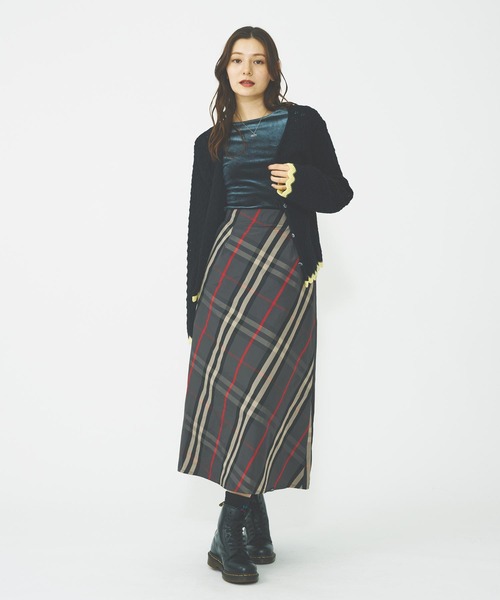 MILKFED.（ミルクフェド）の「PLAID LONG SKIRT（スカート・レディース・オリーブ/チャコール・ONE SIZE）」の18枚目の写真