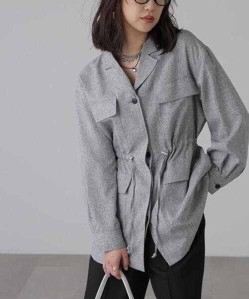 FREE'S MART（フリーズマート）の「ウエストドロストジャケット（その他アウター・レディース・グレー/ブラック・FREE）」の3枚目の写真