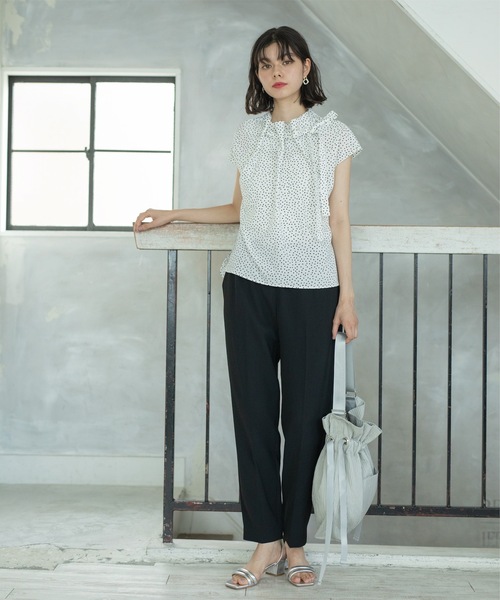 OPAQUE.CLIP（オペークドットクリップ）の「ドットボウタイブラウス【洗濯機洗い可】（シャツ/ブラウス・レディース・キャメル/ホワイト系1/ブラック系・40/38/42/36）」の10枚目の写真