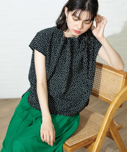 OPAQUE.CLIP（オペークドットクリップ）の「ドットボウタイブラウス【洗濯機洗い可】（シャツ/ブラウス・レディース・キャメル/ホワイト系1/ブラック系・40/38/42/36）」の18枚目の写真