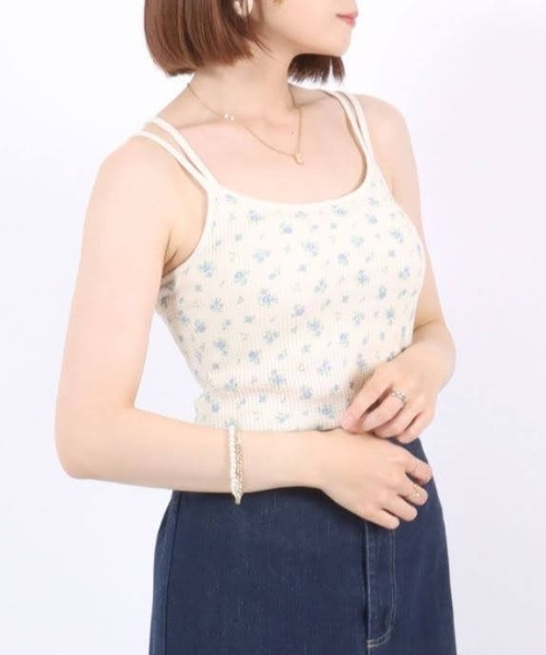 JEMORGAN（ジェーイーモーガン）の「JEMORGAN （ジェーイーモーガン）ボーダー・花柄 ワッフル サーマル ブラキャミソール/ブラトップ/カップ付きインナー（キャミソール・レディース・ブルー系その他2/ピンク系その他/パープル系その他/ブルー系その他/アイボリー/グレー/ネイビー/ホワイト系その他/パープル系その他2・FREE）」の20枚目の写真