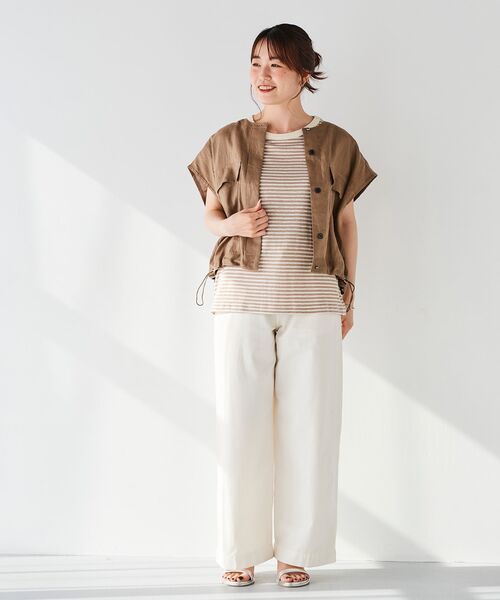 le.coeur blanc(ルクールブラン)の「麻混ボーダーTシャツ(Tシャツ/カットソー・レディース・ブルー系その他2/ホワイト系その他/ベージュ系その他2・38)」の10枚目の写真