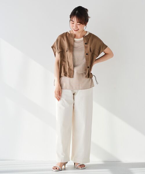 le.coeur blanc(ルクールブラン)の「麻混ボーダーTシャツ(Tシャツ/カットソー・レディース・ブルー系その他2/ホワイト系その他/ベージュ系その他2・38)」の11枚目の写真