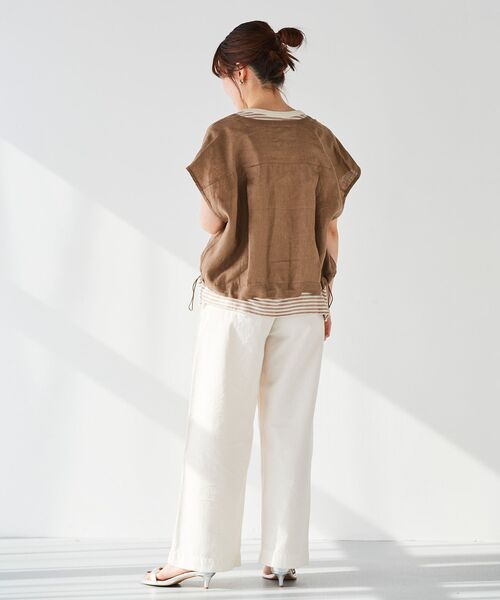 le.coeur blanc(ルクールブラン)の「麻混ボーダーTシャツ(Tシャツ/カットソー・レディース・ブルー系その他2/ホワイト系その他/ベージュ系その他2・38)」の12枚目の写真