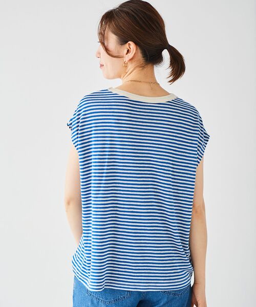 le.coeur blanc(ルクールブラン)の「麻混ボーダーTシャツ(Tシャツ/カットソー・レディース・ブルー系その他2/ホワイト系その他/ベージュ系その他2・38)」の15枚目の写真