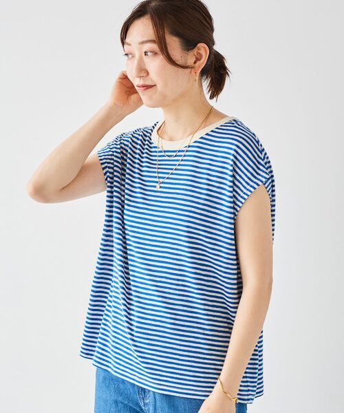 le.coeur blanc(ルクールブラン)の「麻混ボーダーTシャツ(Tシャツ/カットソー・レディース・ブルー系その他2/ホワイト系その他/ベージュ系その他2・38)」の16枚目の写真