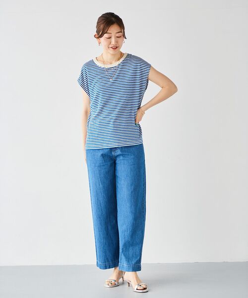 le.coeur blanc(ルクールブラン)の「麻混ボーダーTシャツ(Tシャツ/カットソー・レディース・ブルー系その他2/ホワイト系その他/ベージュ系その他2・38)」の17枚目の写真