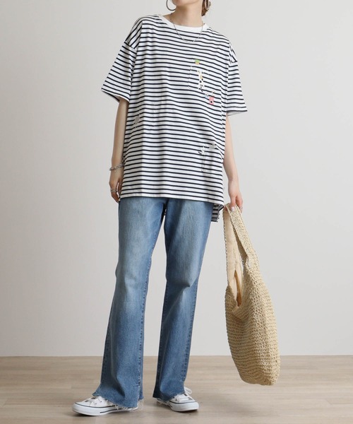 Quelle Chance(ケルシャンス)の「Quelle chance ゆるネコタクサンシシュウプルオーバー(Tシャツ/カットソー・レディース・ネイビー系/チャコールグレー/オフホワイト・L)」の22枚目の写真