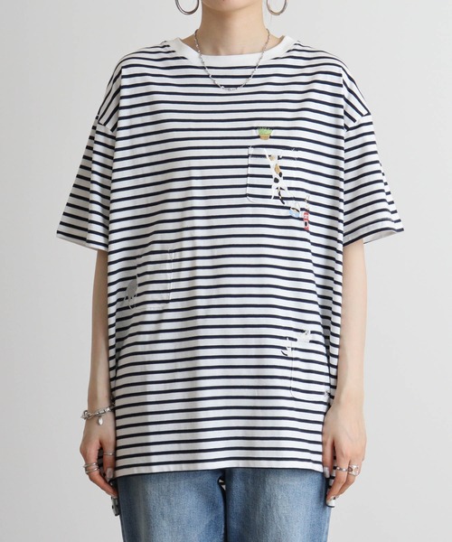 Quelle Chance(ケルシャンス)の「Quelle chance ゆるネコタクサンシシュウプルオーバー(Tシャツ/カットソー・レディース・ネイビー系/チャコールグレー/オフホワイト・L)」の20枚目の写真