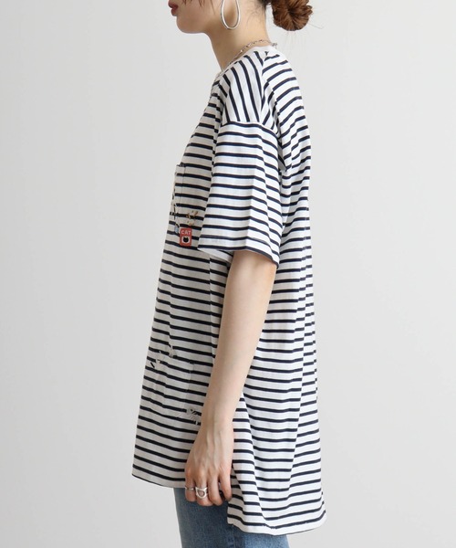 Quelle Chance(ケルシャンス)の「Quelle chance ゆるネコタクサンシシュウプルオーバー(Tシャツ/カットソー・レディース・ネイビー系/チャコールグレー/オフホワイト・L)」の19枚目の写真