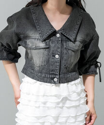 OLIVE des OLIVE | 袖リボン半袖Gジャン 1042070030(デニムジャケット)