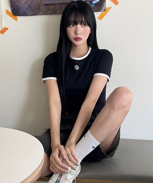 muahmuah（ムーアムーア）の「A'GEM/9 × .kom 『muah muah/ムーアムーア』 AIRLYSPANGRAPHICHALFT-SHIRT/エアリースパン グラフィックハーフ半袖カットソー（Tシャツ/カットソー・レディース・ホワイト/ブラック/ネイビー/ベージュ・FREE）」の15枚目の写真