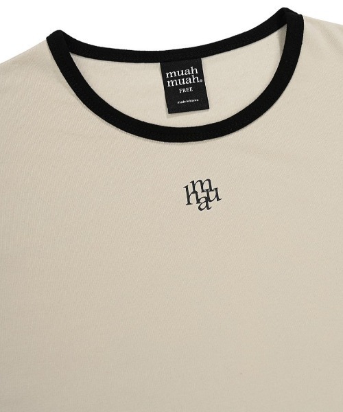 muahmuah（ムーアムーア）の「A'GEM/9 × .kom 『muah muah/ムーアムーア』 AIRLYSPANGRAPHICHALFT-SHIRT/エアリースパン グラフィックハーフ半袖カットソー（Tシャツ/カットソー・レディース・ホワイト/ブラック/ネイビー/ベージュ・FREE）」の22枚目の写真