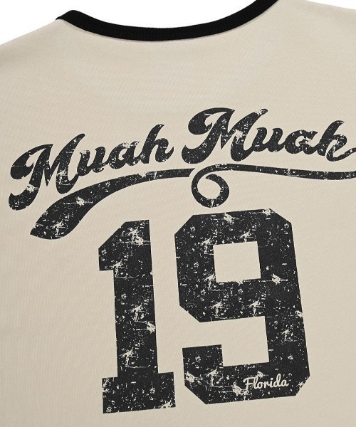 muahmuah（ムーアムーア）の「A'GEM/9 × .kom 『muah muah/ムーアムーア』 AIRLYSPANGRAPHICHALFT-SHIRT/エアリースパン グラフィックハーフ半袖カットソー（Tシャツ/カットソー・レディース・ホワイト/ブラック/ネイビー/ベージュ・FREE）」の21枚目の写真