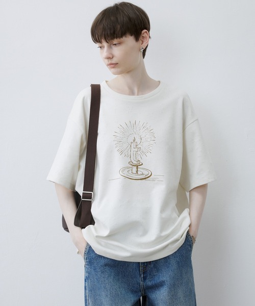 【セール】【tageechita】ハンドドローイングキャンドルTシャツ（Tシャツ/カットソー）｜tageechita（タジチタ）