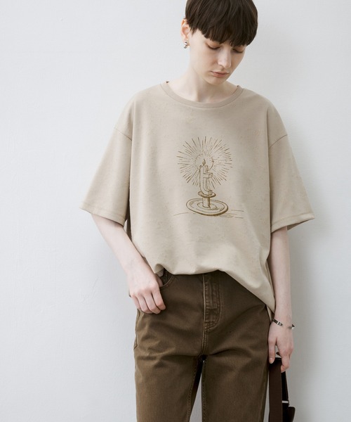 tageechita（タジチタ）の「【tageechita】ハンドドローイングキャンドルTシャツ（Tシャツ/カットソー・レディース・ベージュ/オフホワイト・S/M/L）」の21枚目の写真