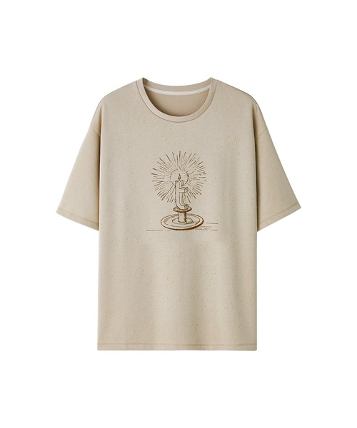 tageechita（タジチタ）の「【tageechita】ハンドドローイングキャンドルTシャツ（Tシャツ/カットソー・レディース・ベージュ/オフホワイト・S/M/L）」の9枚目の写真